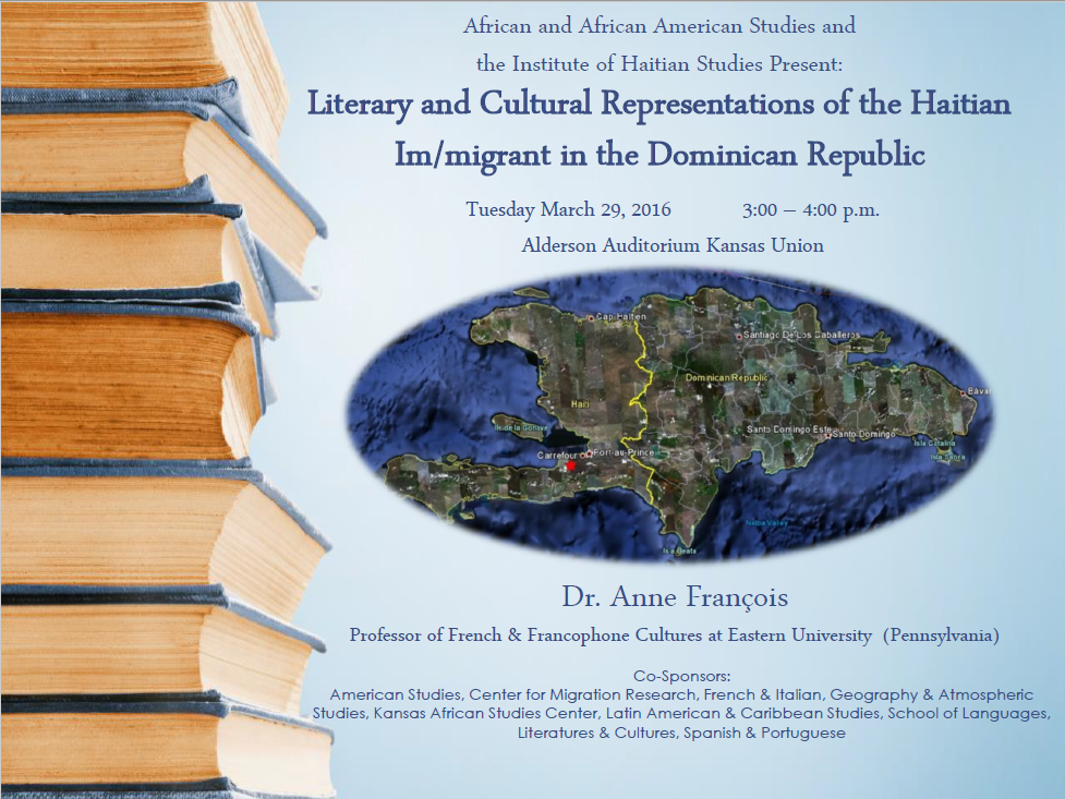 Flier for 'Literary and Cultural Representations of the Haitian Im/migrant in the Dominican Republic' event (PDF)