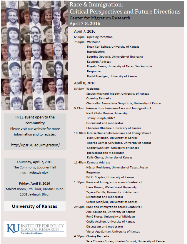 Flyer for 'Race &Immigration: Critical Perspective and Future Directions' event (PDF)